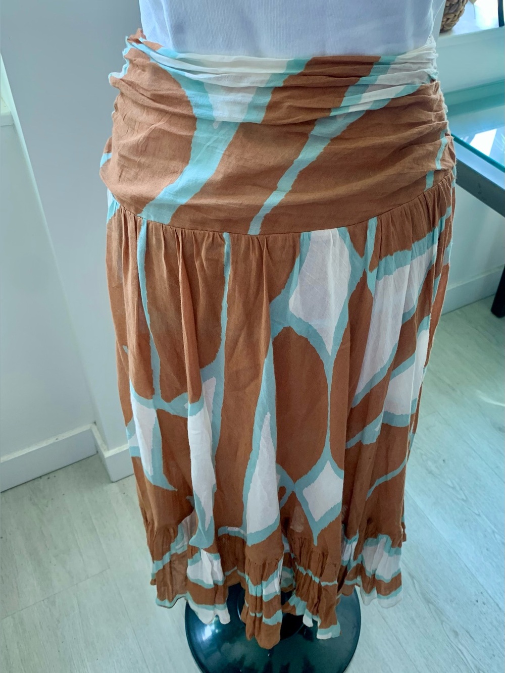 ⭐️Diane Von Furstenberg Brown and White Patterned Women's Midi Skirt⭐️